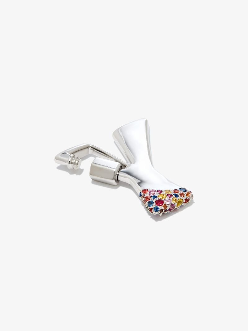 14k White Gold Small Sapphire Dipped Y Lock Charm