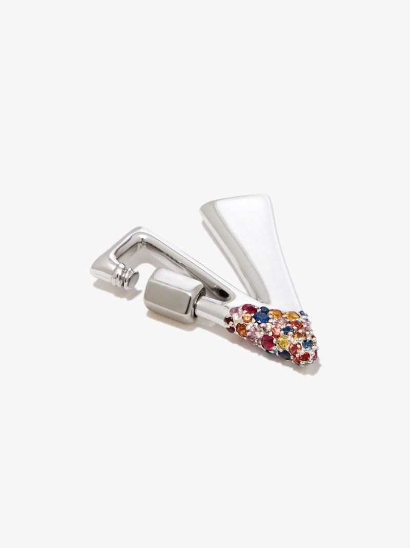 14k White Gold Small Sapphire Dipped V Lock Charm