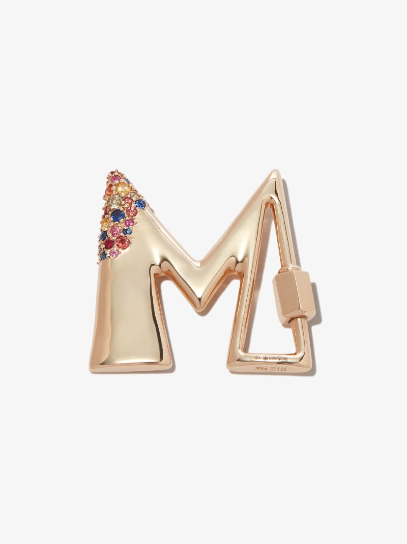 14k Yellow Gold Small Sapphire Dipped M Lock Charm
