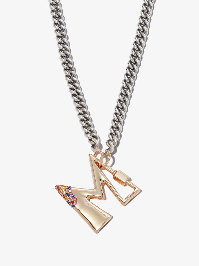 14k Yellow Gold Small Sapphire Dipped M Lock Charm
