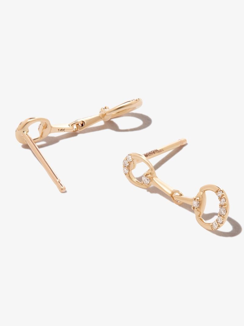 14k Yellow Gold Horsebit Diamond Earrings