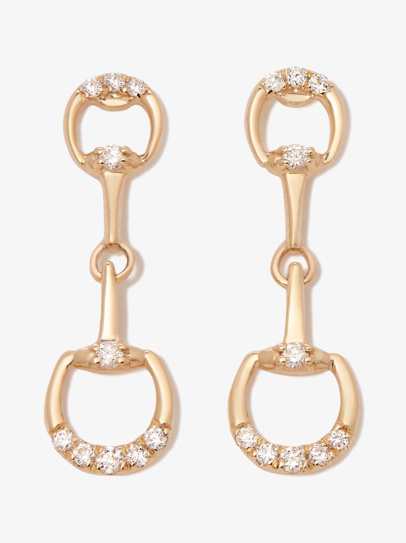 14k Yellow Gold Horsebit Diamond Earrings