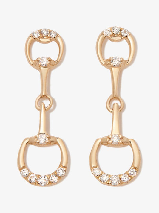 14k Yellow Gold Horsebit Diamond Earrings