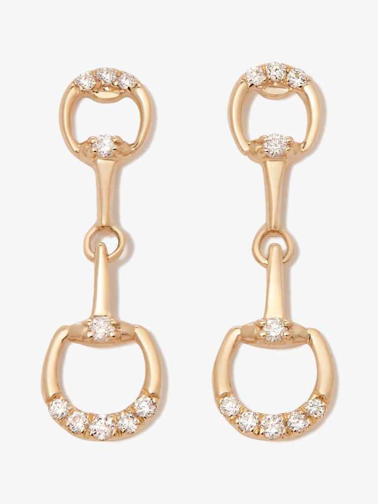 14k Yellow Gold Horsebit Diamond Earrings