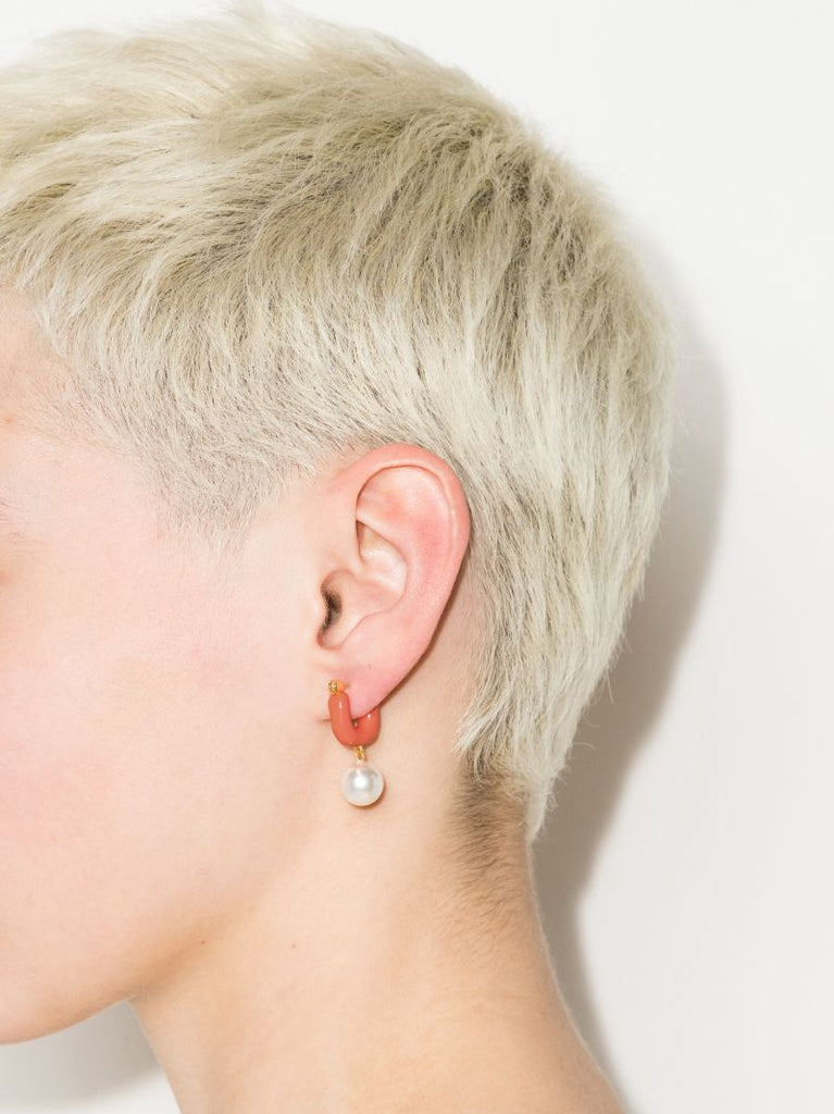 Gold Tone Waves Mini Hoop Earrings