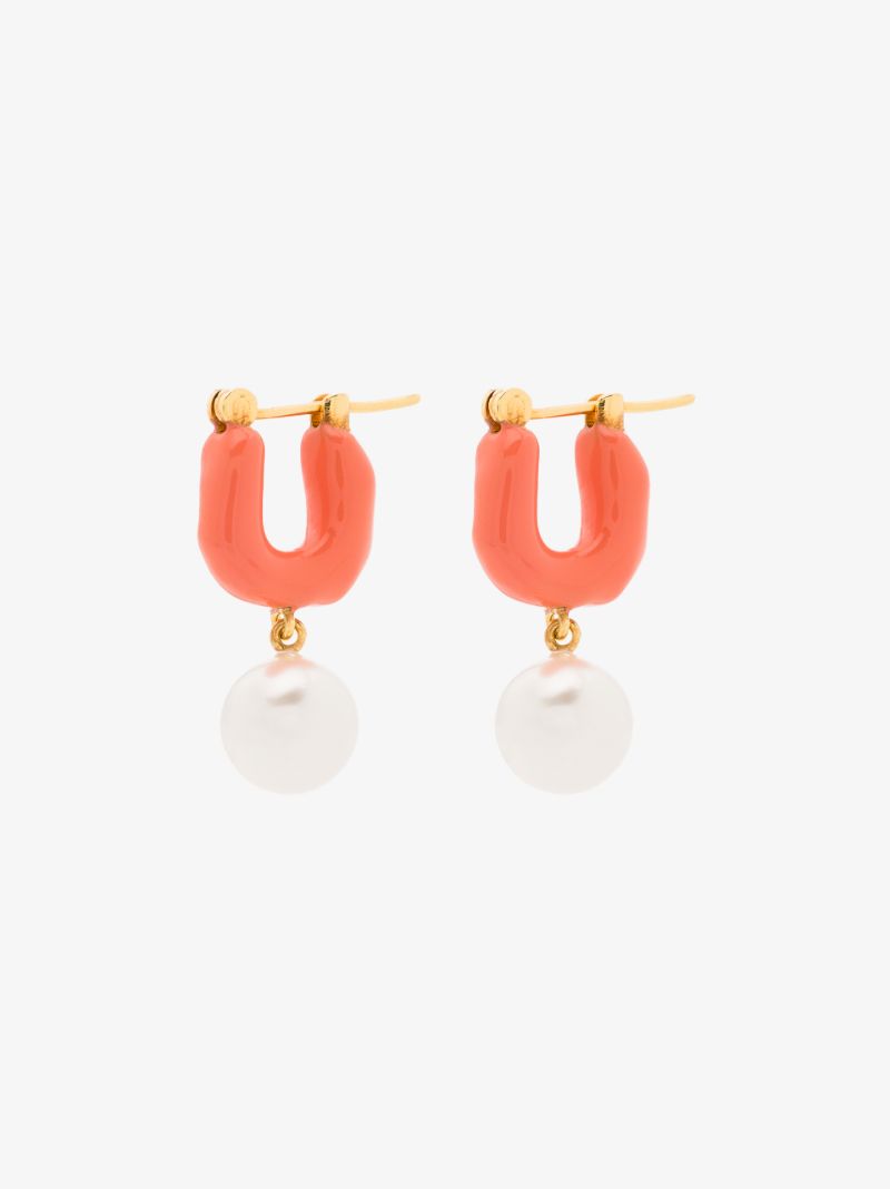 Gold Tone Waves Mini Hoop Earrings