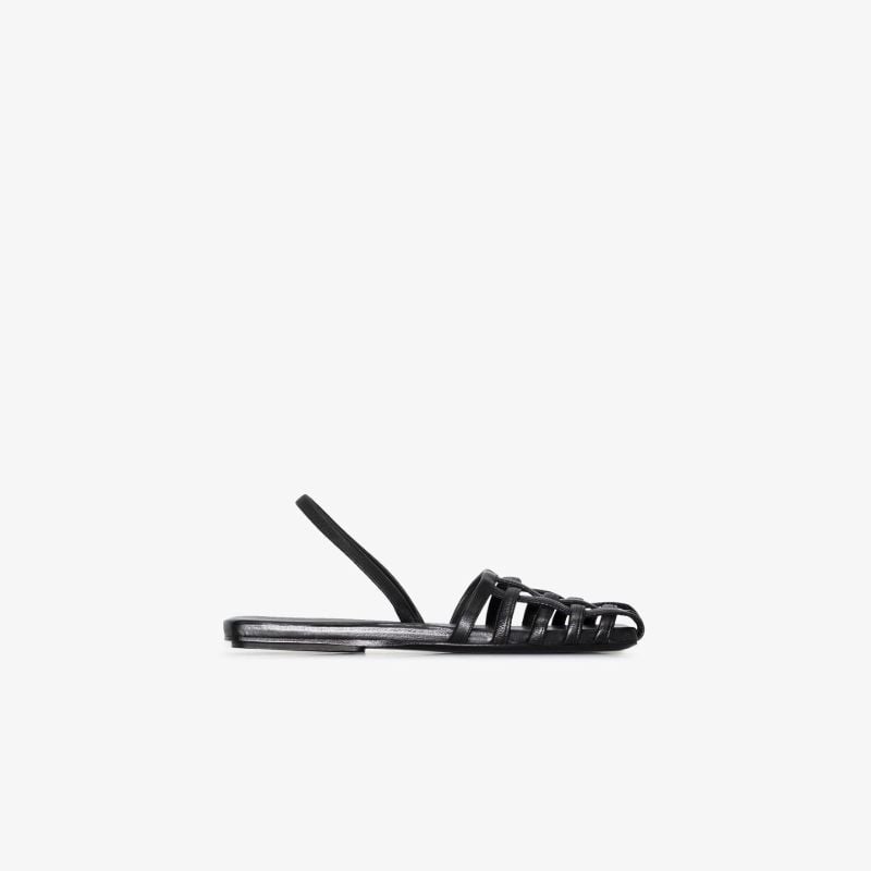 Black Caged Leather Sandals
