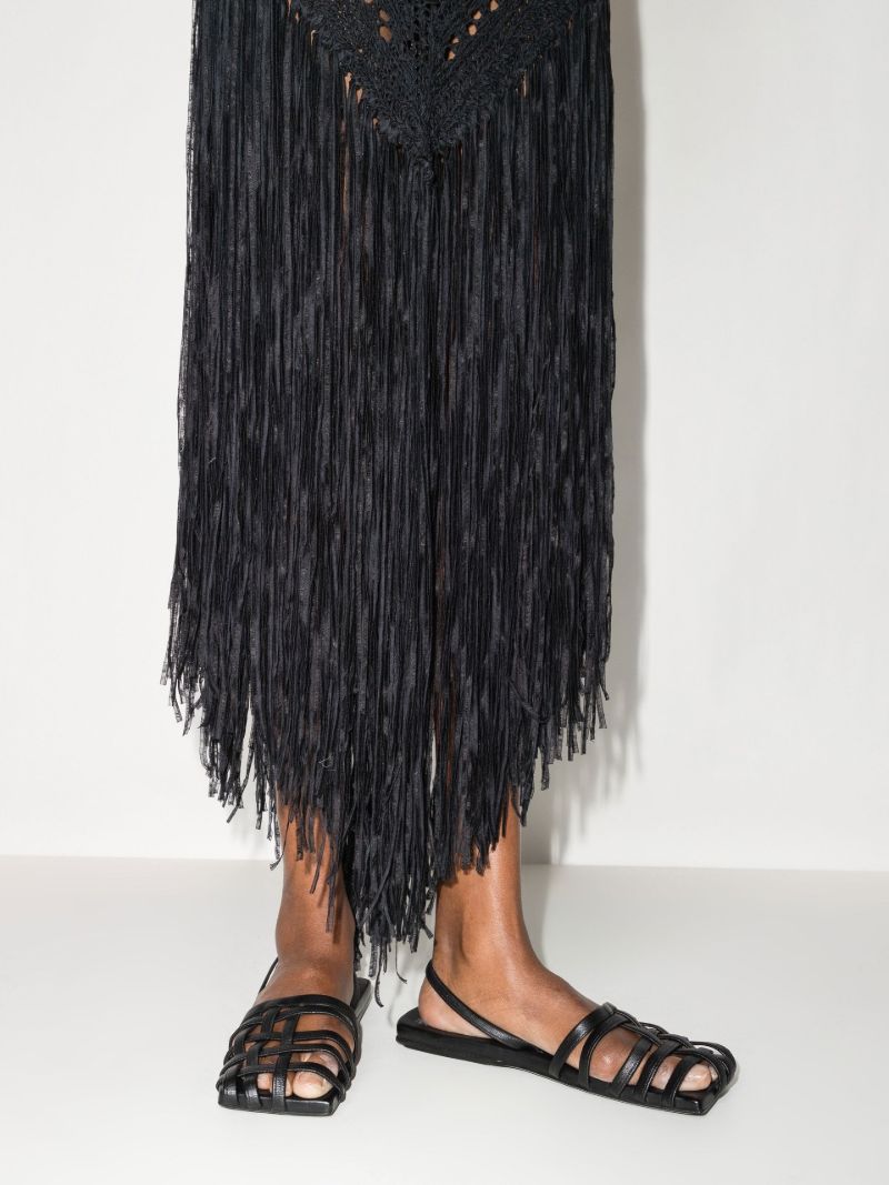 Black Caged Leather Sandals