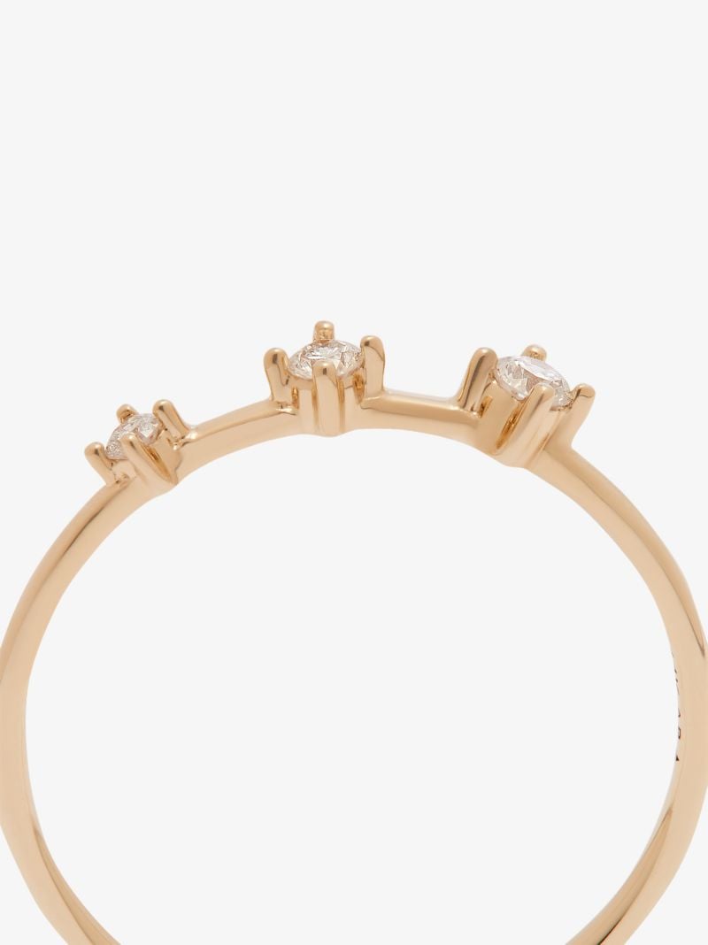 14k Yellow Gold Tiny Three Diamond Ring