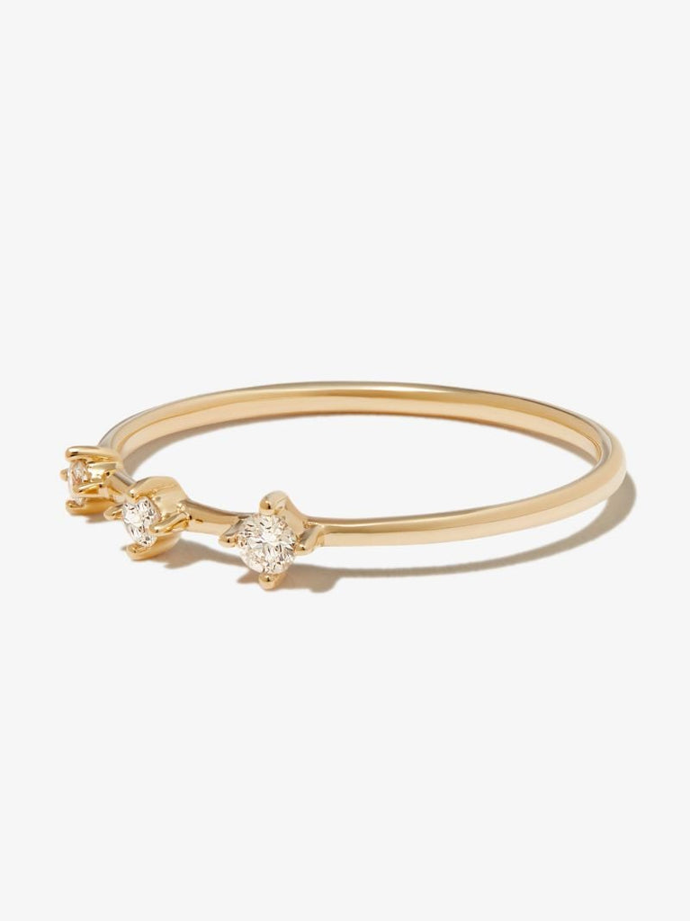 14k Yellow Gold Tiny Three Diamond Ring