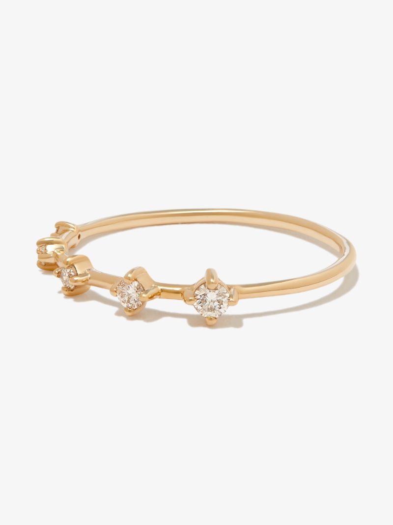 14k Yellow Gold Tiny Five Diamond Ring