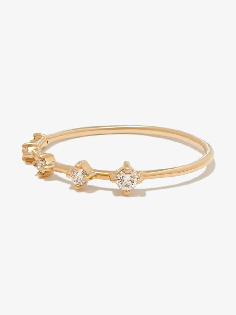 14k Yellow Gold Tiny Five Diamond Ring