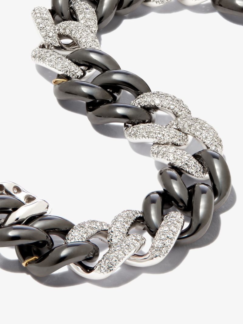 18k White Gold Curb Link Diamond Bracelet