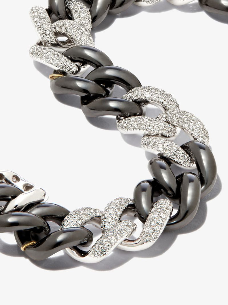 18k White Gold Curb Link Diamond Bracelet