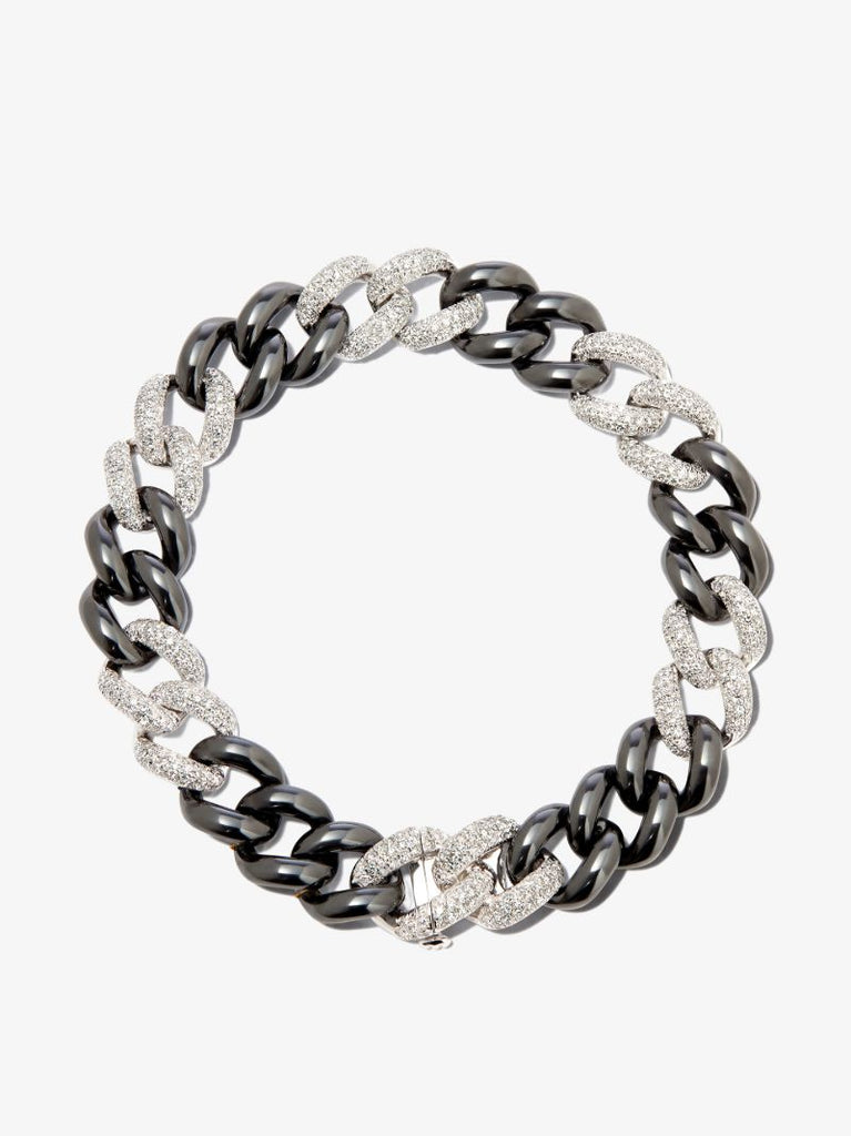 18k White Gold Curb Link Diamond Bracelet