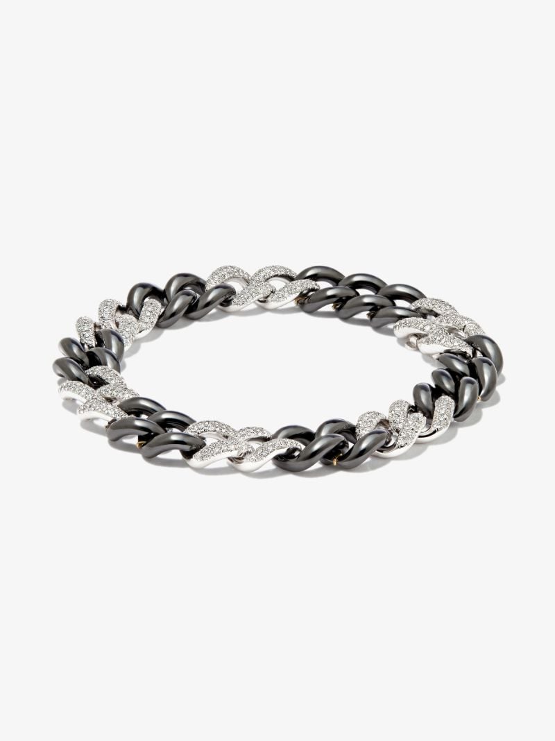18k White Gold Curb Link Diamond Bracelet