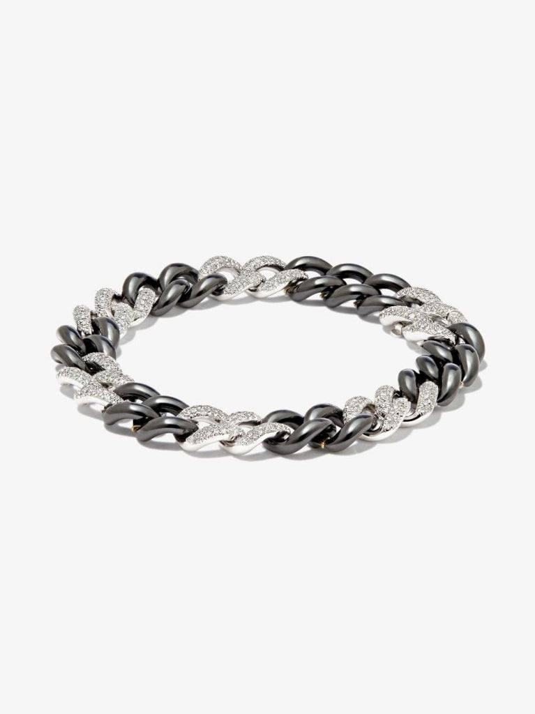 18k White Gold Curb Link Diamond Bracelet