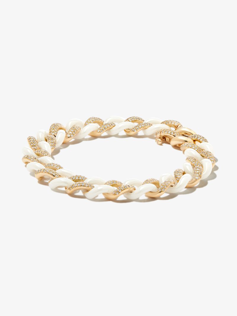 18k Yellow Gold Curb Link Diamond Bracelet