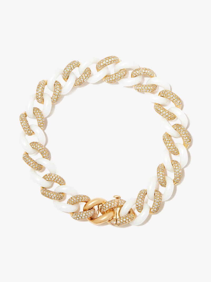 18k Yellow Gold Curb Link Diamond Bracelet