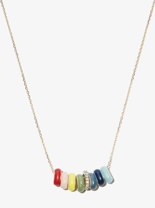 14k Yellow Gold Carnival Beaded Diamond Necklace