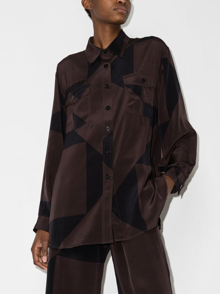 Havana Contrast Panel Silk Shirt