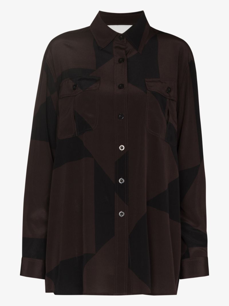 Havana Contrast Panel Silk Shirt