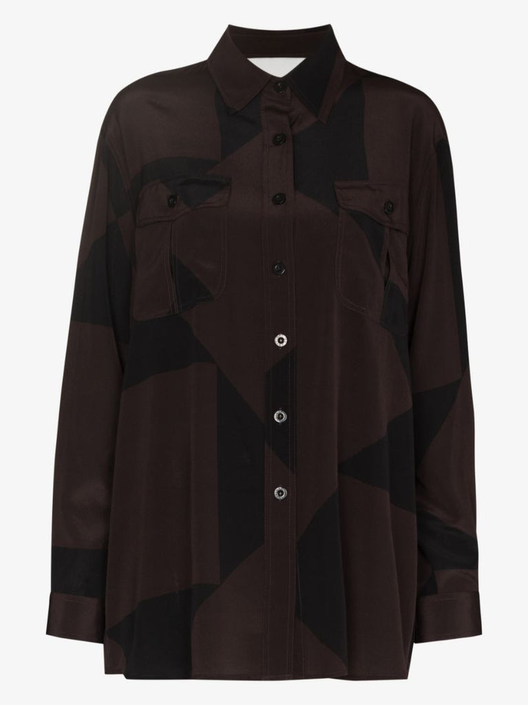 Havana Contrast Panel Silk Shirt