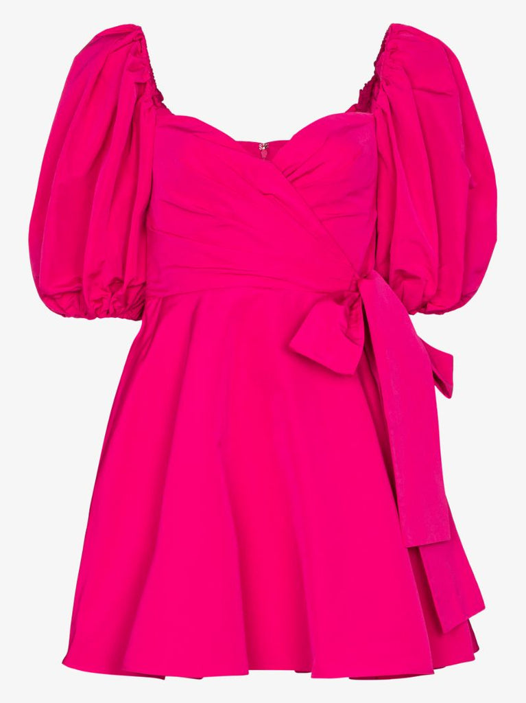 Puff Sleeve Wrap Mini Dress