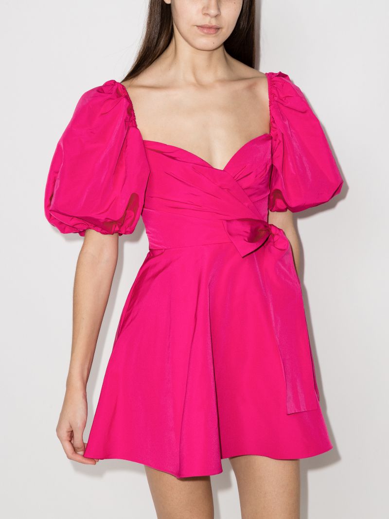 Puff Sleeve Wrap Mini Dress