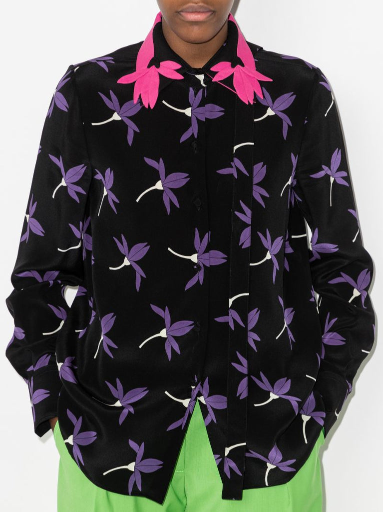 Black Fairy Flowers Printed Shirt
