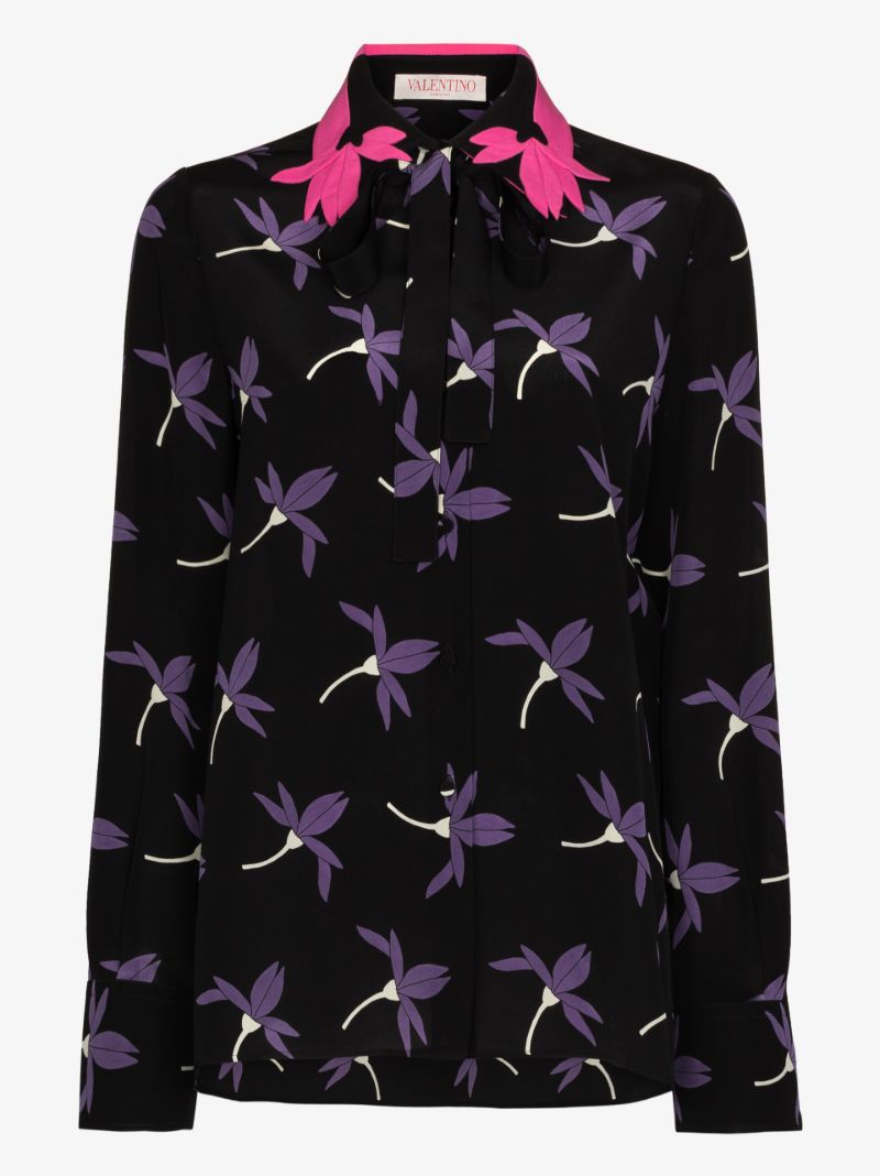 Black Fairy Flowers Printed Shirt