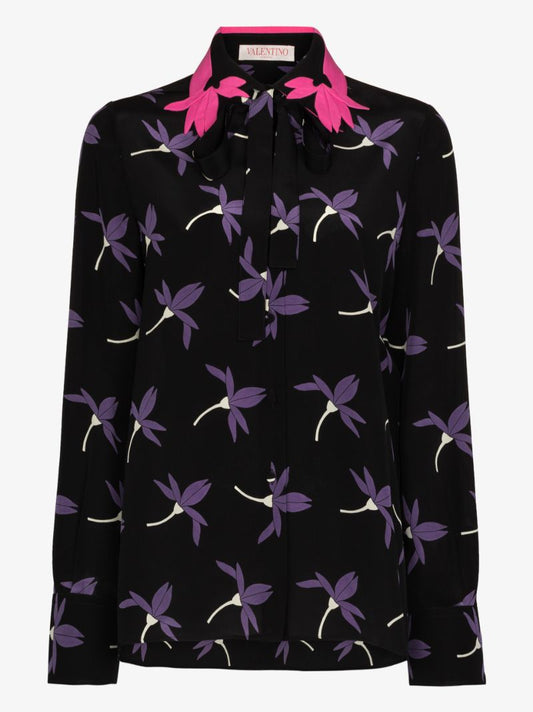 Black Fairy Flowers Printed Shirt