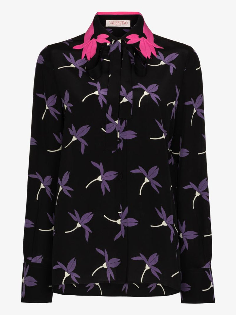 Black Fairy Flowers Printed Shirt