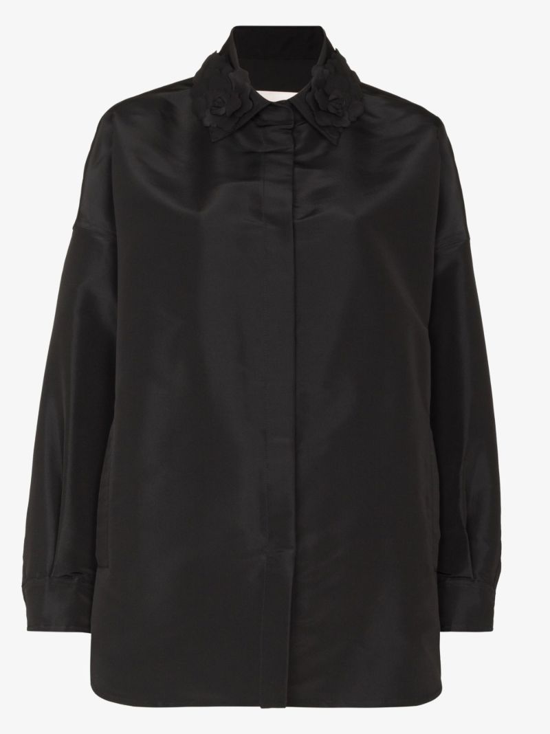 Black Floral AppliquÃ_x0083_Â© Jacket