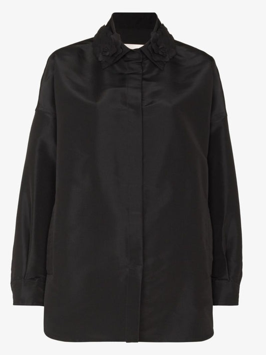 Black Floral AppliquÃ_x0083_Â© Jacket