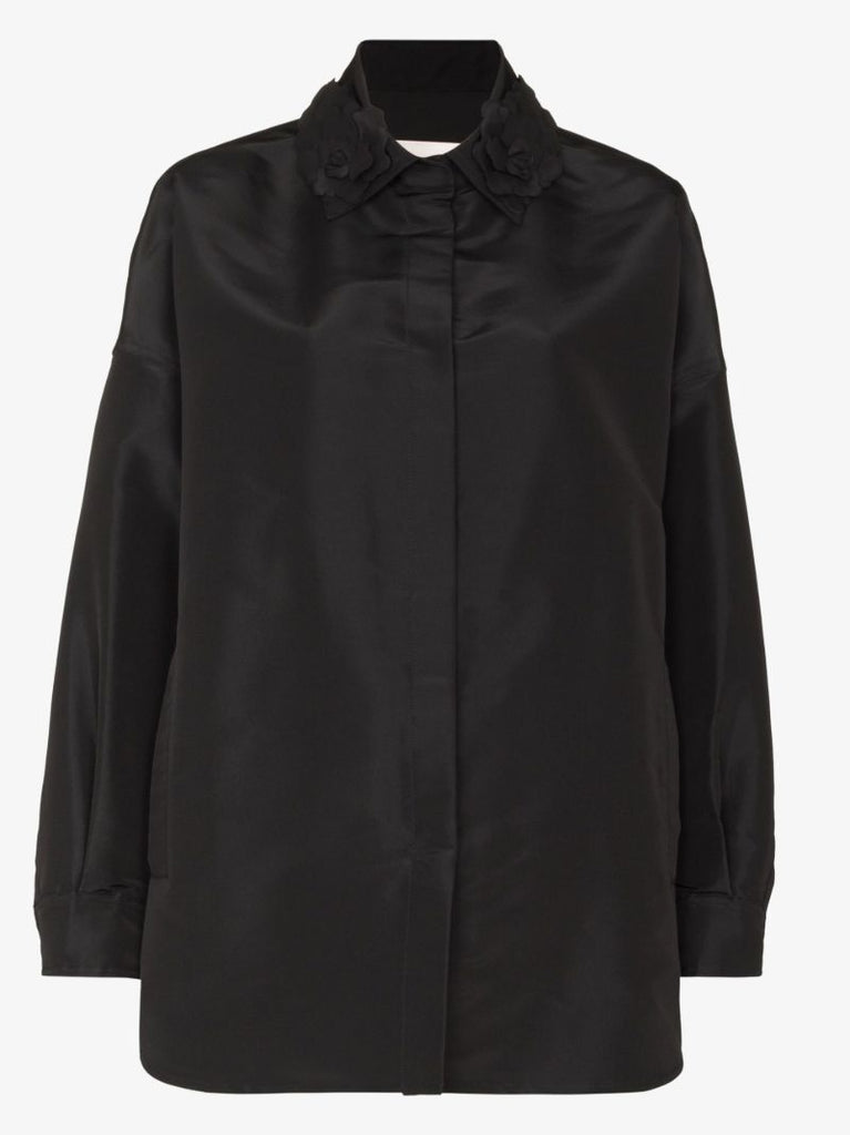 Black Floral AppliquÃ_x0083_Â© Jacket
