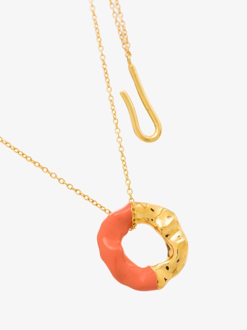 Gold Tone Waves Double Chain Necklace