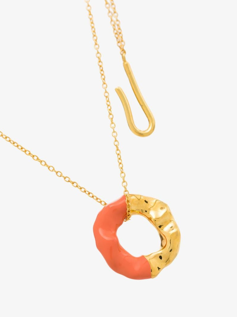 Gold Tone Waves Double Chain Necklace