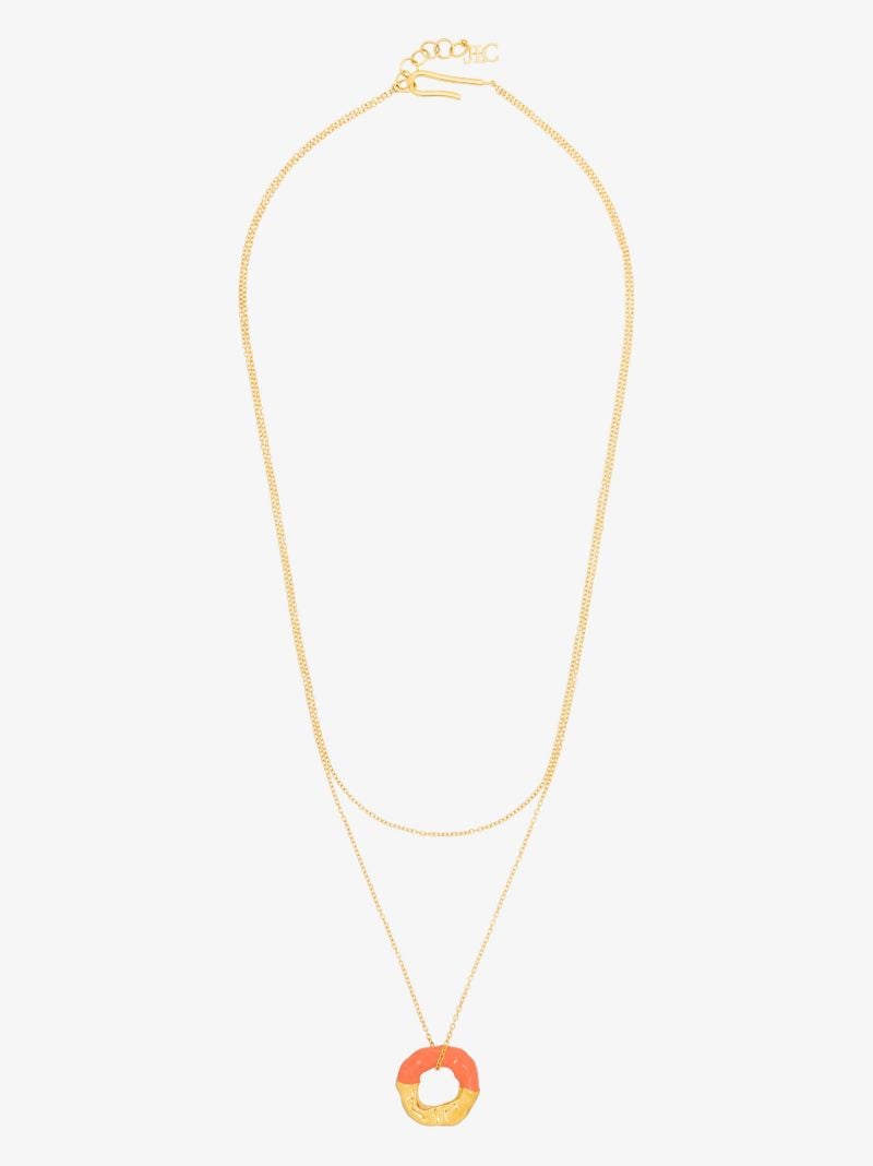 Gold Tone Waves Double Chain Necklace
