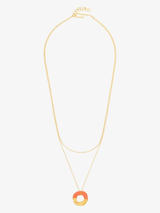 Gold Tone Waves Double Chain Necklace
