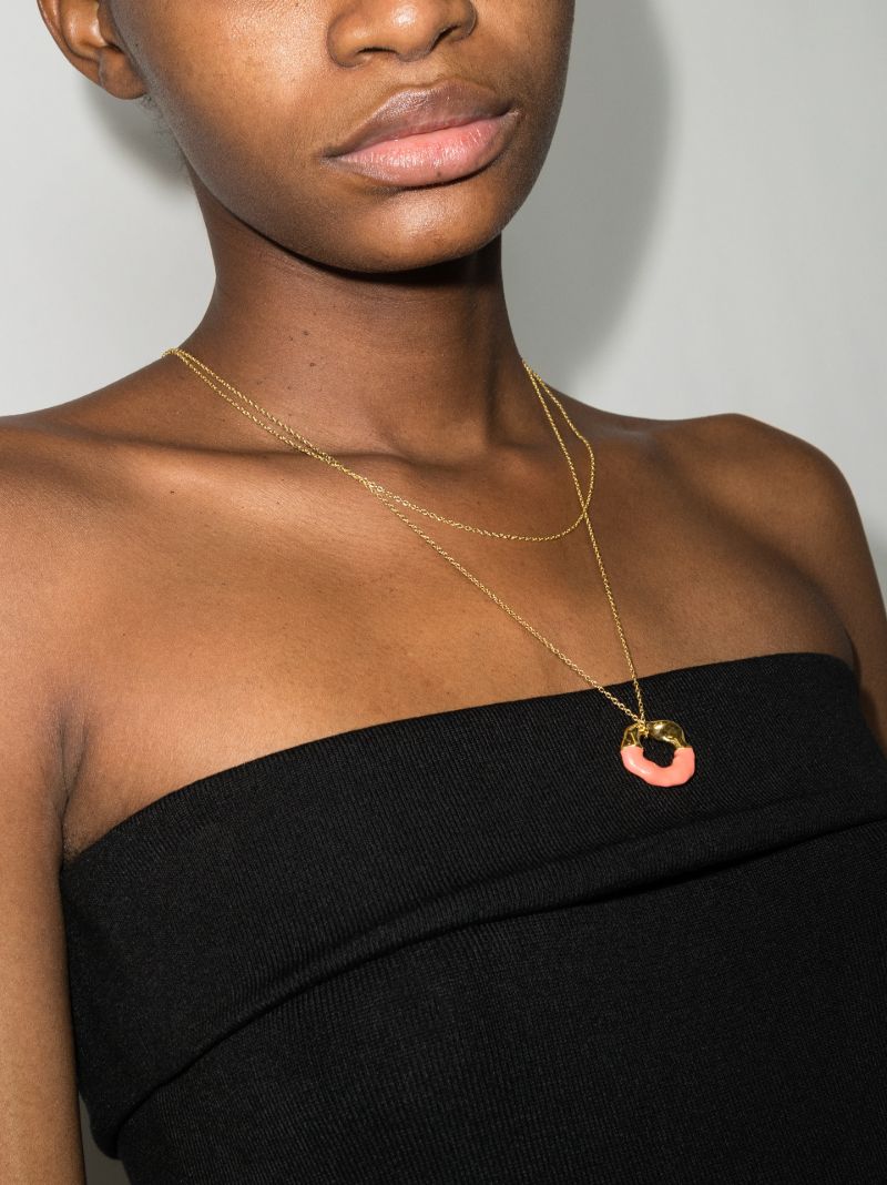 Gold Tone Waves Double Chain Necklace