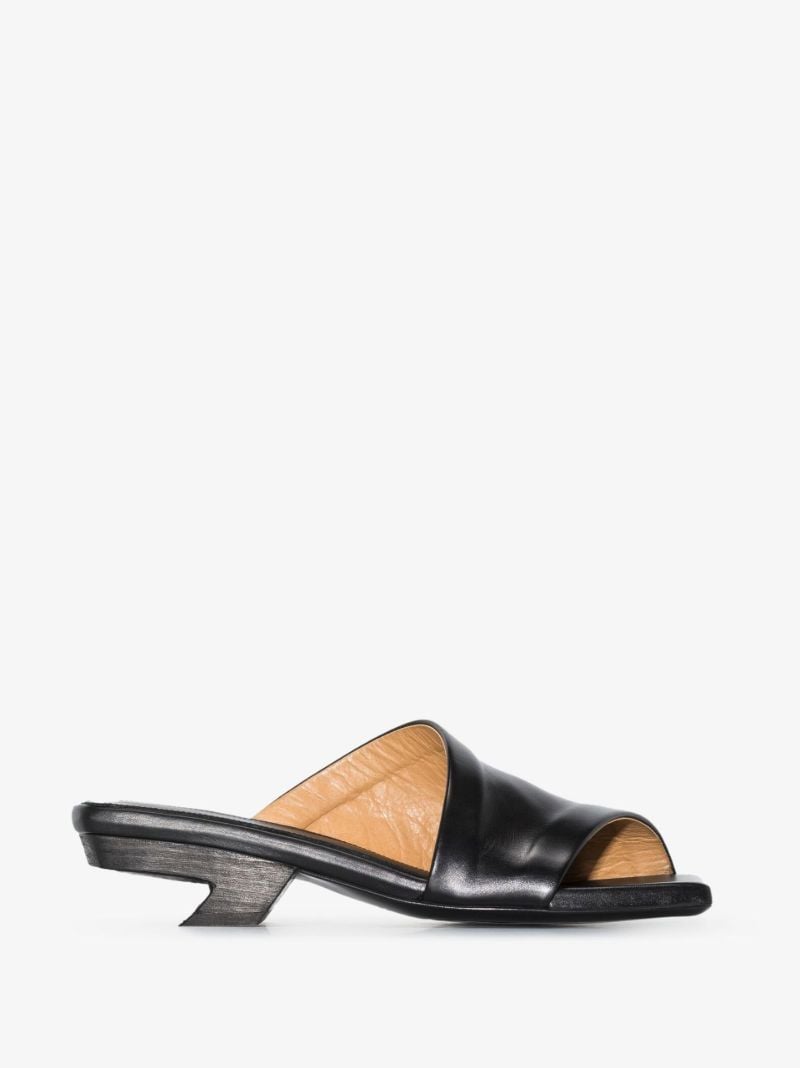 Black Scalino Asymmetric Leather Mules