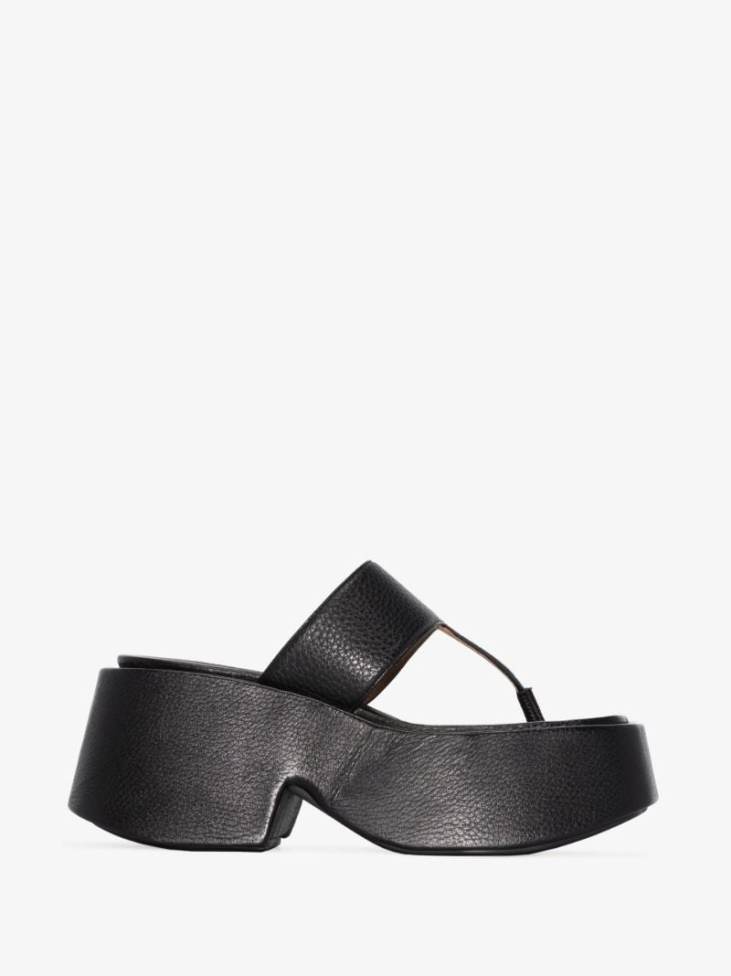 Black Platform Leather Sandals
