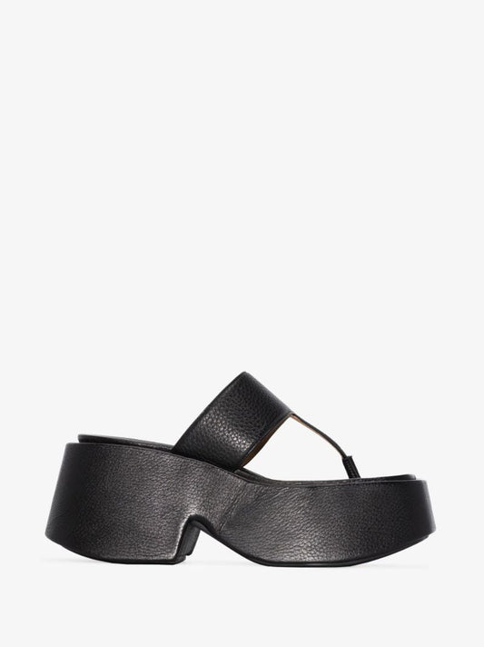 Black Platform Leather Sandals