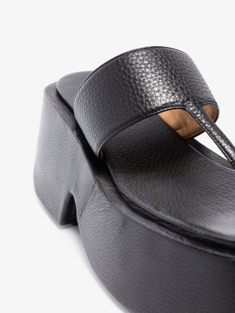 Black Platform Leather Sandals
