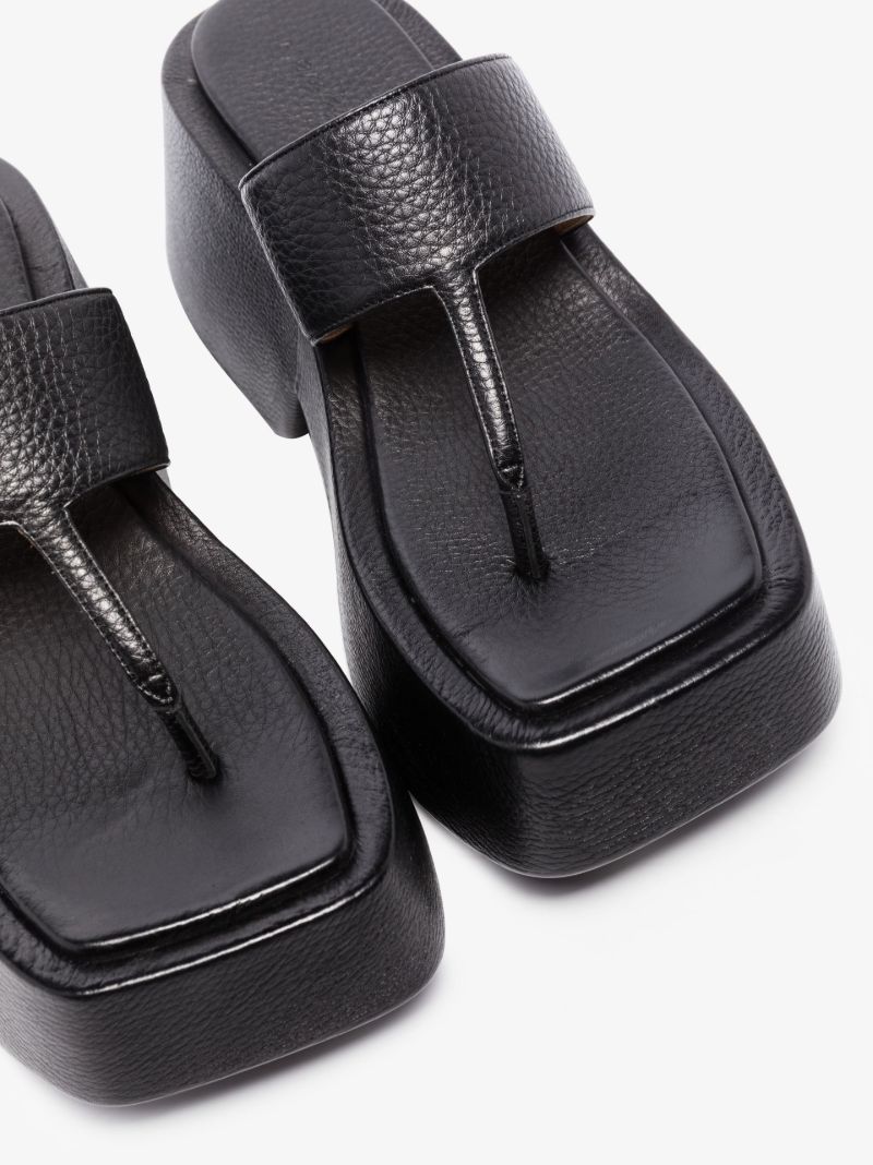 Black Platform Leather Sandals