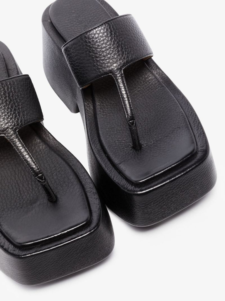 Black Platform Leather Sandals