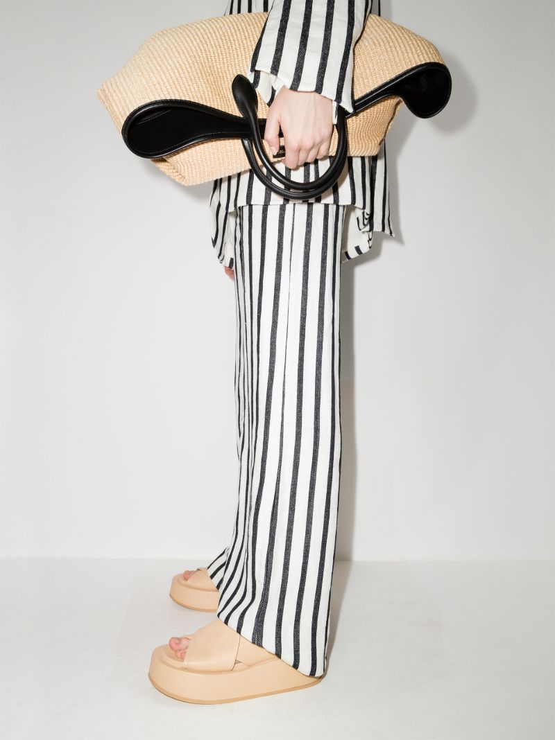 Beige Piattaforma Leather Flatform Sandals