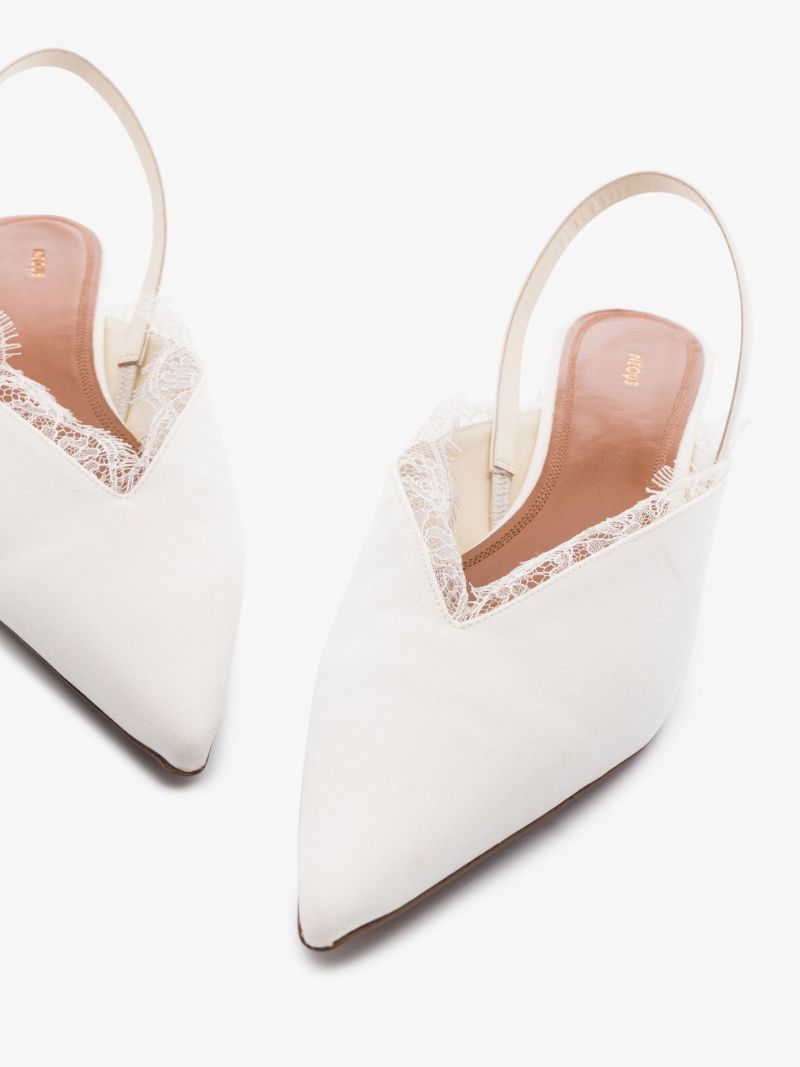 White Irena 40 Lace Trim Slingback Pumps