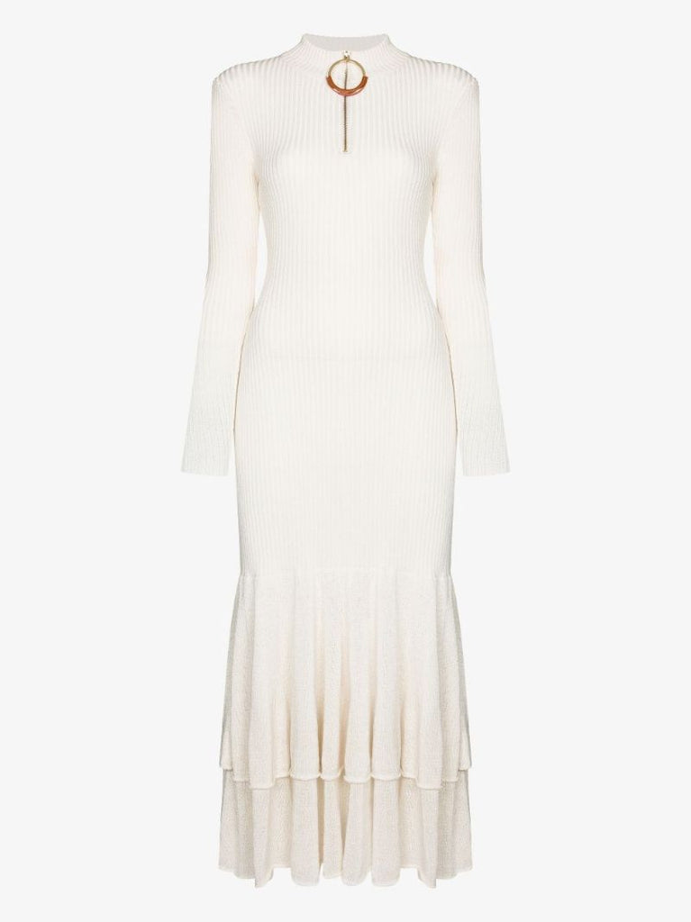 Pleated Cotton Midi Dress